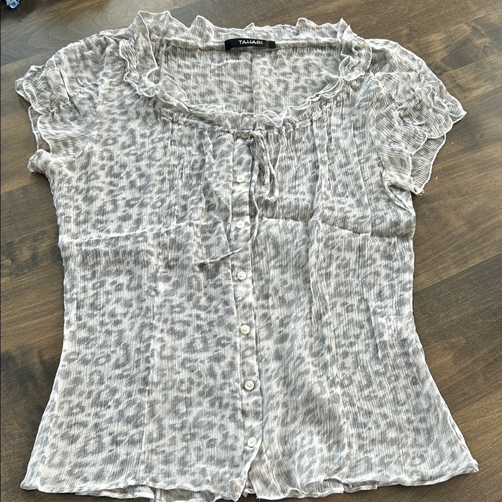 Tahari Silk Gray Women's Top